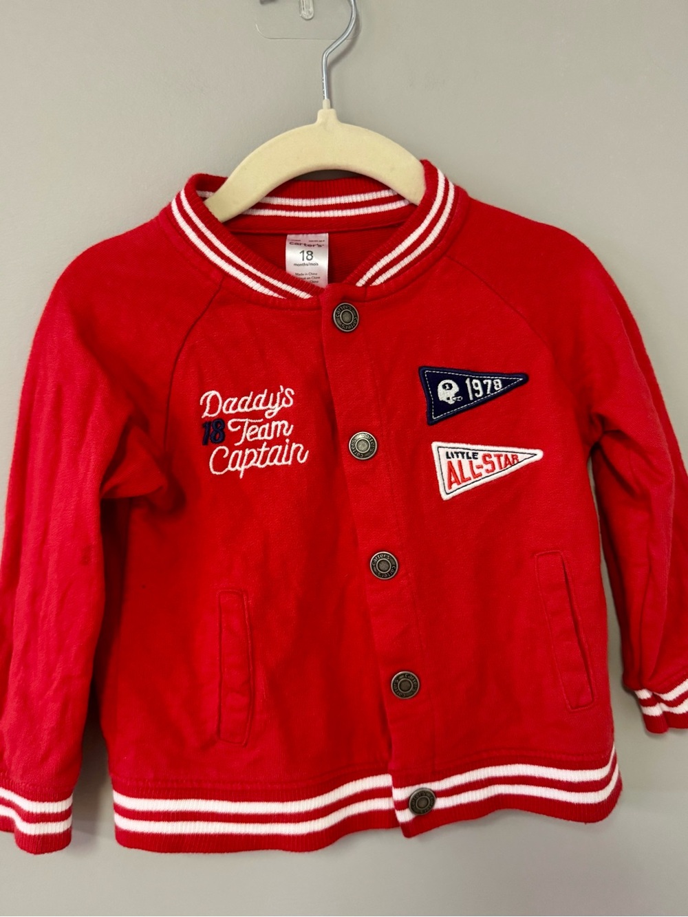 Carter's Red 'Daddy's Team Captain' Varsity Jacket